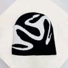 Elastic Jacquard Woolen Hat Halloween Black White Pullover Cap Personality Y2K Knitted Hat  Gifts
