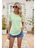 Women's Eyelet Summer Round Neck Short Sleeve Casual T-shirt