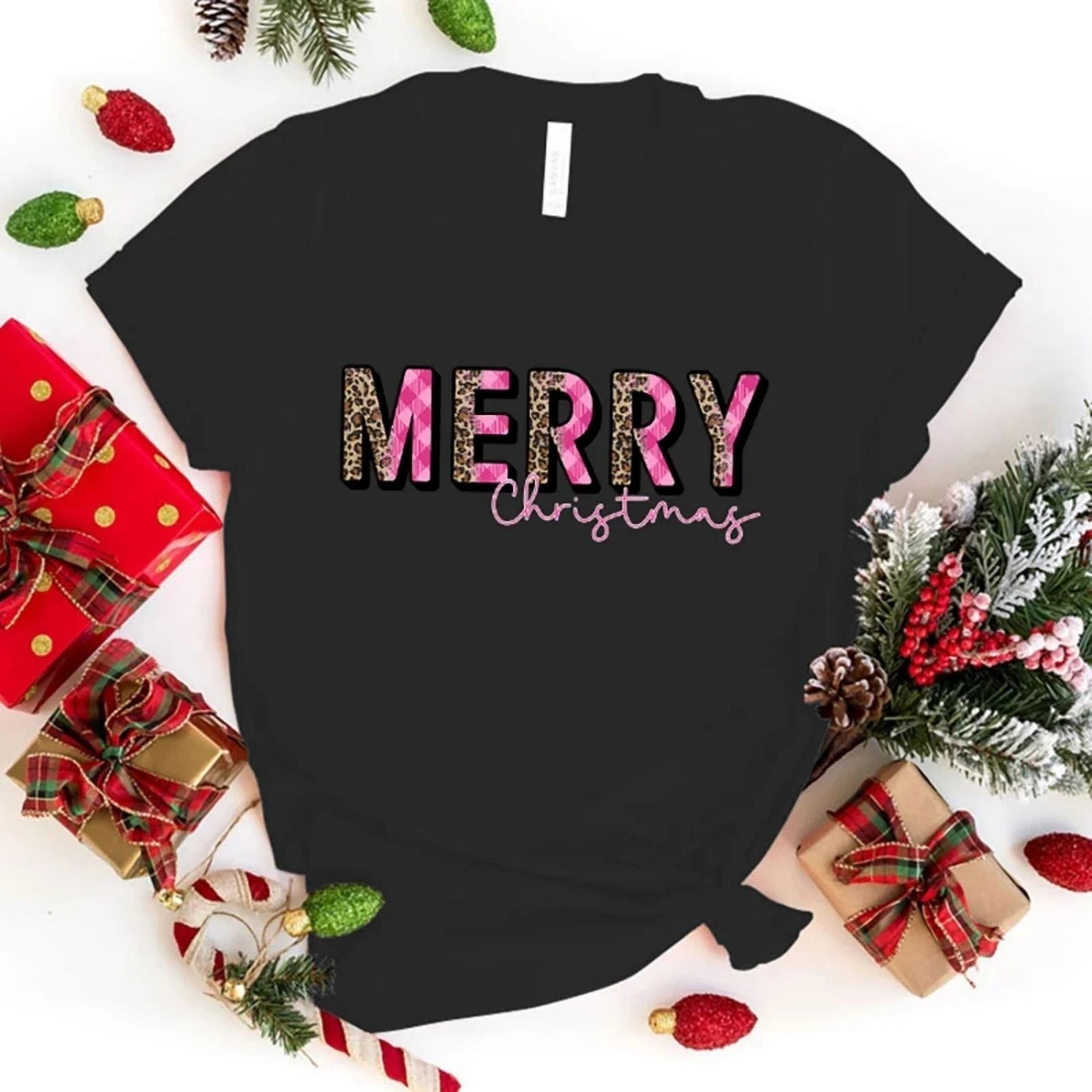 

Merry Christmas Printed T-Shirts Women Men Short Sleeve Funny Round Neck Tee Shirt Casual Summer Tops XXXXXL