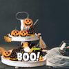Halloween Pumpkin Witch Hat Wooden Bead Tiered Tray Set Wooden Ornaments For Holiday Atmosphere