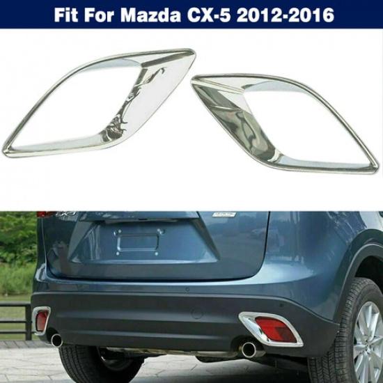 Chrome Rear Bumper Tail Fog Light Lamp Cover Trim 2Pcs For Mazda CX-5 2012-2016