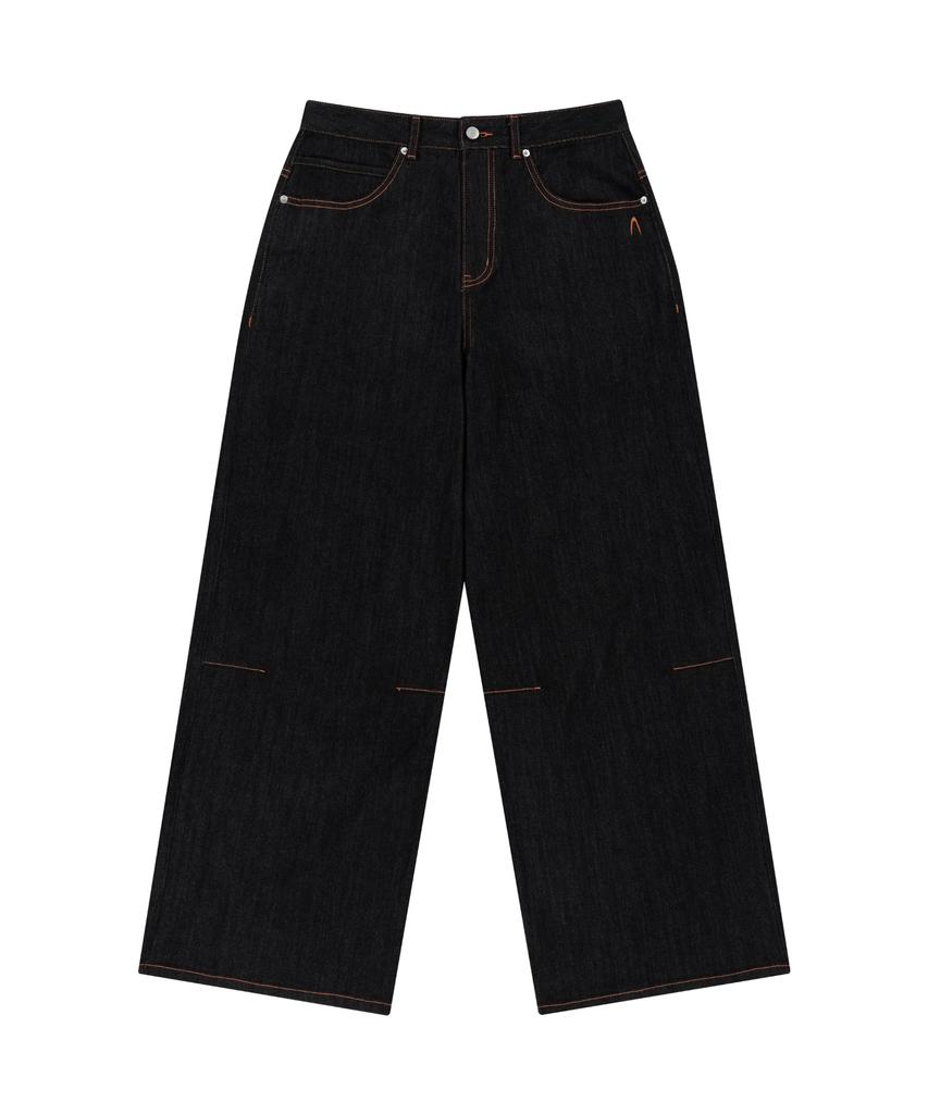 AAKAM Stitched Denim Pants (Black)