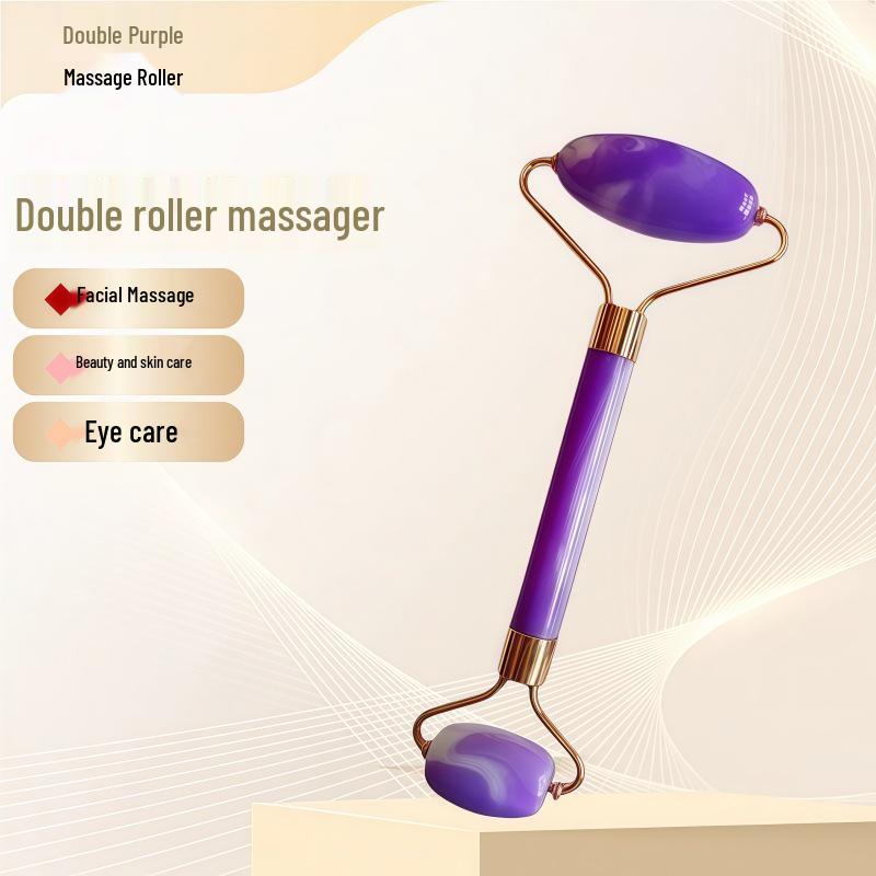 Rose Quartz Heart-Shaped Double-Headed Facial & Body Roller and Gua Sha Massage Set