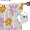 Pink Orange Flower Curtains Girls Bedroom Retro Hippie Groovy Daisy Floral Print Window Treatments Kids Curtain Polyester Ideal For