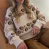 Europe, America Cross-border Autumn and Winter New Fashion Sweater Women's Amazon Loose Embroidery Semi-turtleneck Pullover Knitted Sweater Top