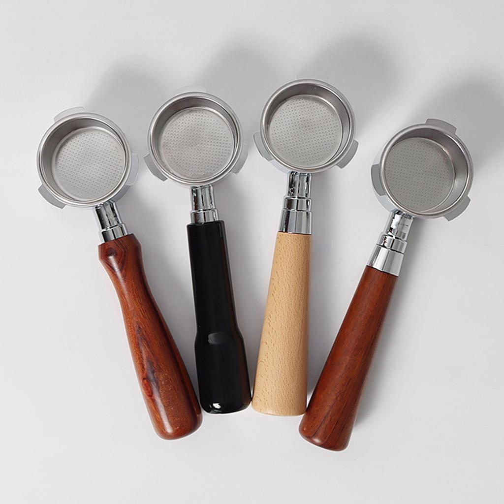 Portafiltru fără fund de 51 mm, Mâner elegant din lemn, Portafiltru de 51 mm, Unelte pentru prepararea cafelei pentru aparate espresso