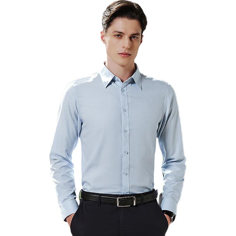 Youngor Men s Business Casual Plaid Long-Sleeve Shirt 39