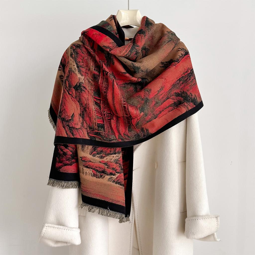Winter Thickened Warm Shawl Cashmere And Versatile Variety Of Windproof And Cold-Proof Scarf Neck Protection Scarves