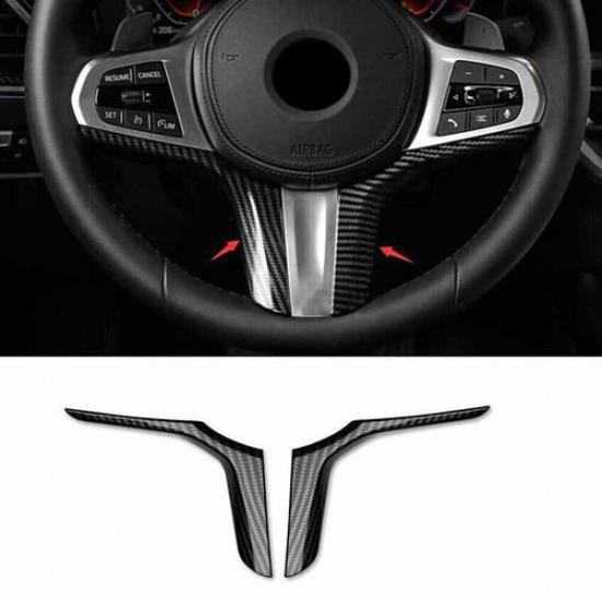 Carbon Fiber Steering Wheel Sheet Panel Cover Trim 2018-22 For BMW 5 Series G30