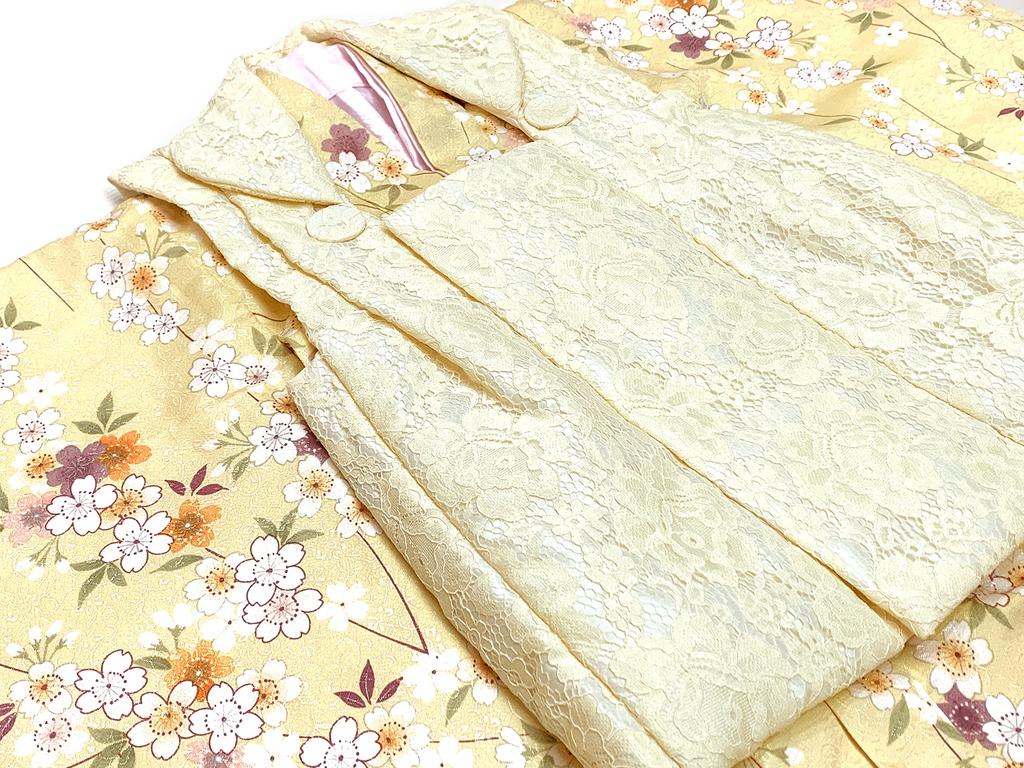 3 Years Old Girl Kimono Set Lace Cover Set Festival Peach Festival and Light Weeping Cherry [Muromachi-st.] Shichi-Go-San Doll's "Light Yellow,
