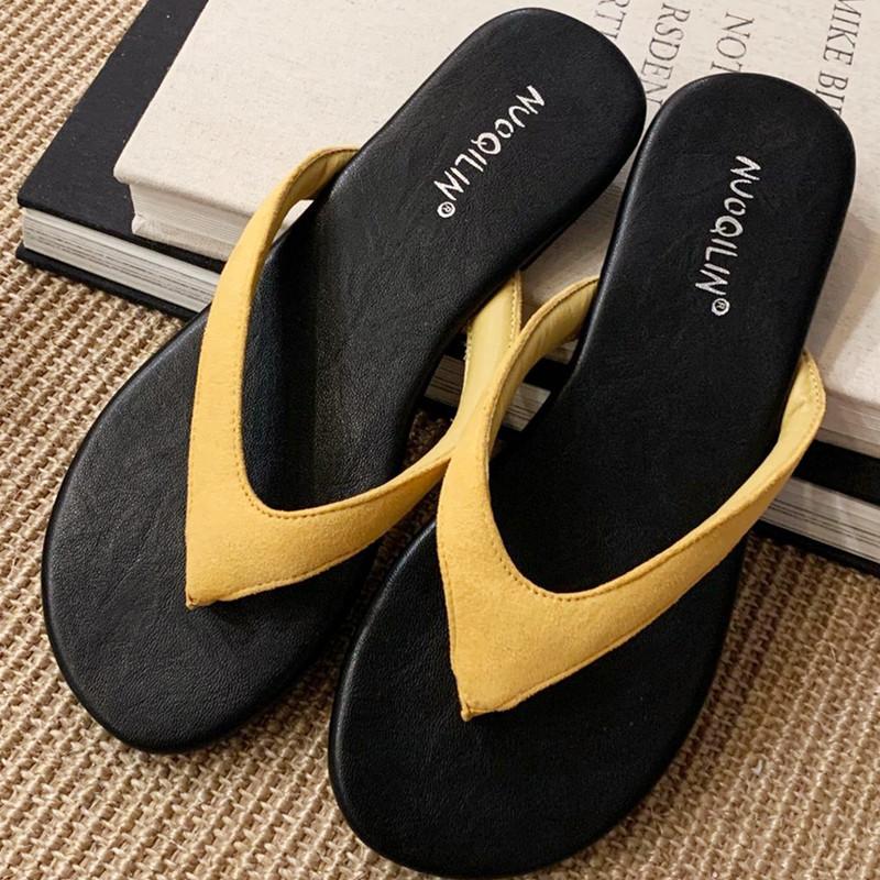 Fashion Round Toe Clip Foot Women Flip Flops 2025 Summer Outside Comfortable Open Toe Flat Shoes Fashion Suppleness Non-slip Beach Shoes