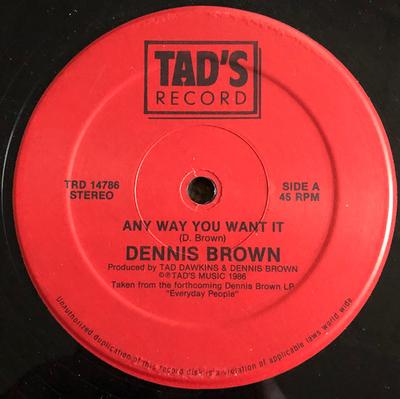 12inch Record DENNIS BROWN - Any Way You Want It TRD14786 Tad's Record Unknown Reggae, Ska & Dub Used