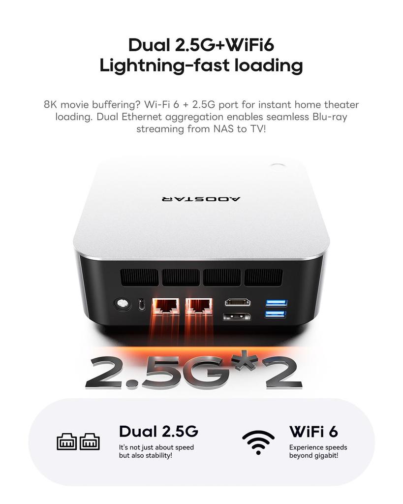 AOOSTAR MACO AMD Ryzen AI HX 470 Mini PC with 32GB LPDDR5 RAM 1TB NVME SSD, Mini Computer Computer, OCULINK/2 USB4