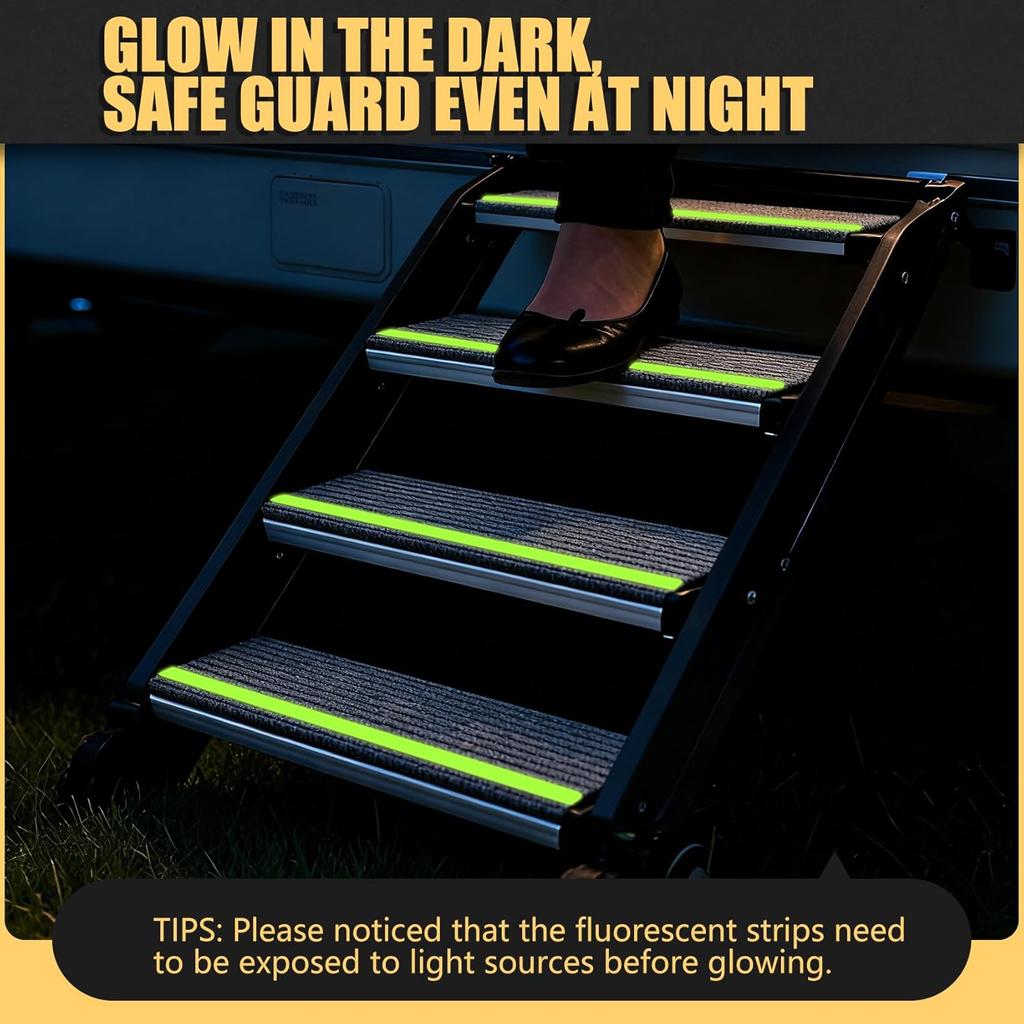 RV Step Covers 4 Packs, RV Stair Covers for Mobile Home and Camper, Camper Step Covers, Non Slip RV Step Rug Carpet Outside, Waterproof, Glow In The