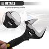 Motoforti Universal Adjustable Wrench, Wide Jaw Opening, Automotive Tool, Maximum Jaw Width, Steel, Black, 6