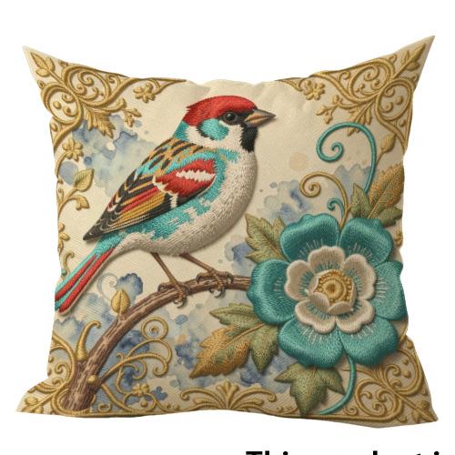 1/4pcs Exquisite Bird-Patterned Cushion Covers Sofa bed cushion cover home bedroom decoration, 2D flat printing