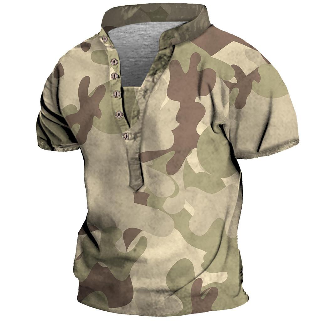 European And American Men's Vintage Top Digital Printing Short Sleeve Tops