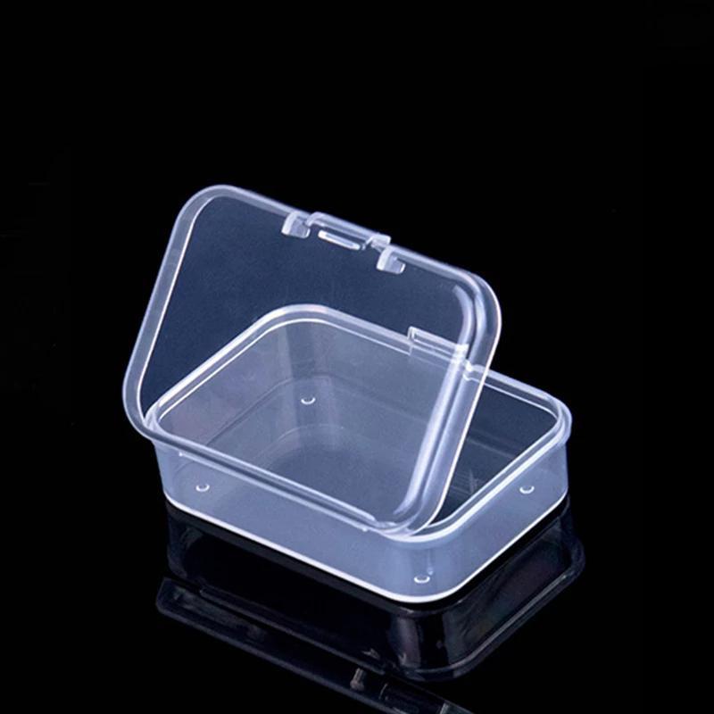 New Plastic Box Rectangular Box Translucent Box Packing Box Storage Box with Cover Earrings Rings Beads Jewelry Organizer 419₽