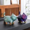 1/4pcs Cat Tea Pet Ceramic Ornament Craft Desktop Decoration Jun Porcelain Cat Tea Pet Chinese Style Lazy Cat Car Ornament