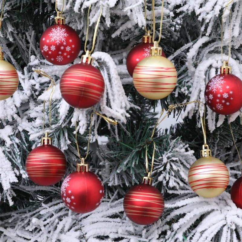 Plastic Christmas Tree Decorations Accessories Colorful Handcrafted Spherical Orbs in Gift Box for Festival Event