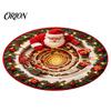 3D Optical Illusion Floor Mats Christmas Round Area Rug, Visual Trap Mat with Santa Elk Print, Unique Seasonal Gift Rugs Non-Slip Stain Resistant