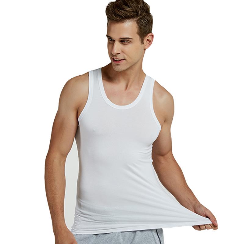 Men's Slim Fit Modal Elastic Sports Vest - Solid Color, Summer Bodybuilding Undershirt