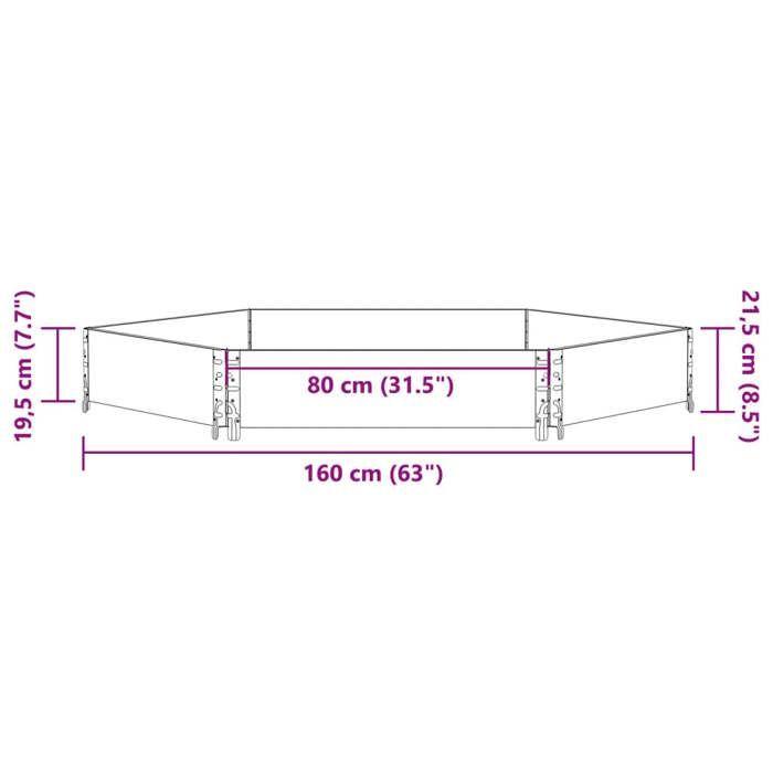 VidaXL Lit Surélevé Hexagonale, Bac à Fleurs, Pot de Plantes, Boîte à Fleurs, Jardinière de Jardin Terrasse Extérieur, Gris 4010319
