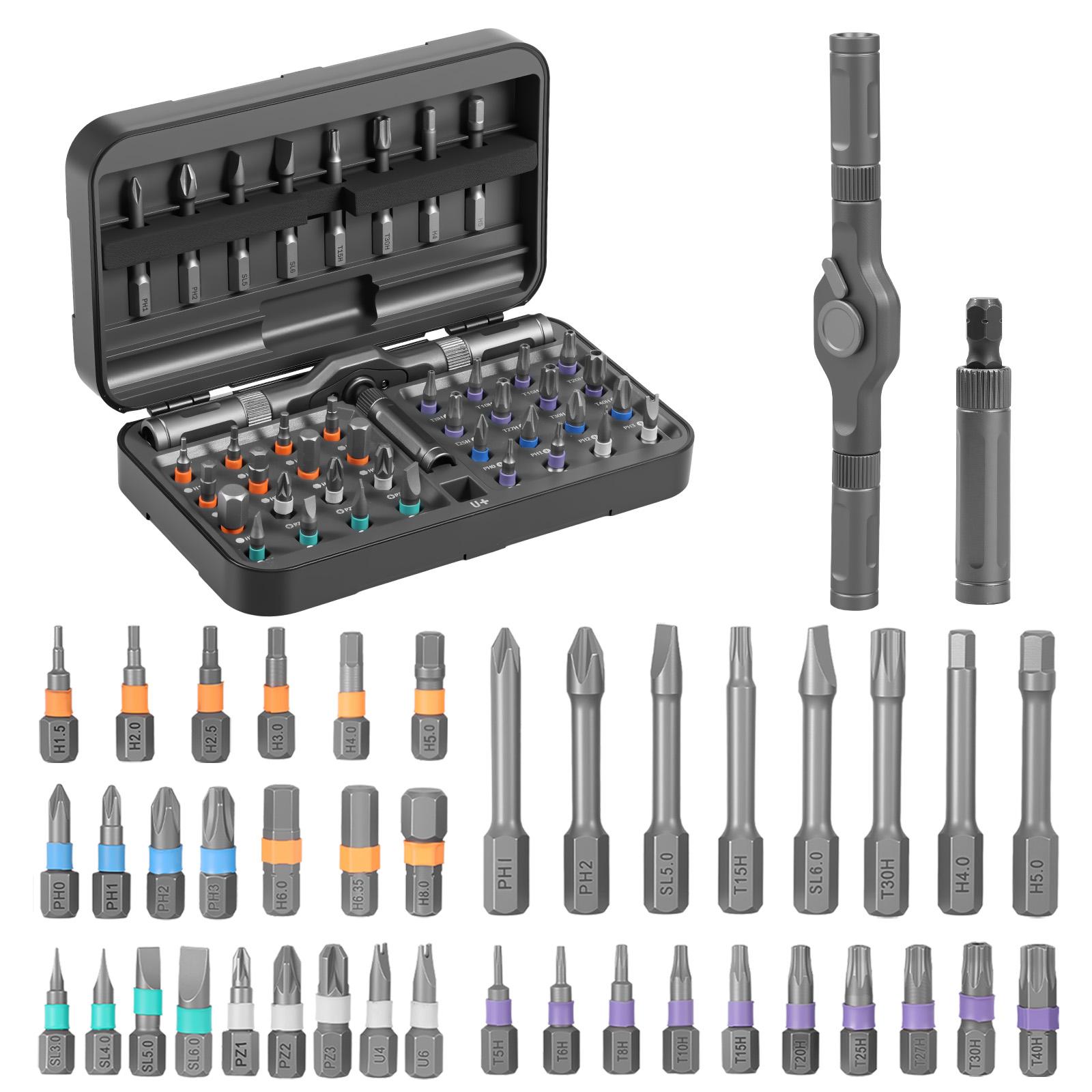 

42 in 1 Ratchet Screwdriver Set with 40 Magnetic Drill Bits Rotatable Ratchet Handle Multifunctional Screwdriver Repair Tool