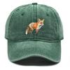 1 Pcs Fox Print Snapback Hat Washed Cotton Caps For Woman Retro Vintage-Inspired Adjustable Caps Ideal Choice For Casual Cap