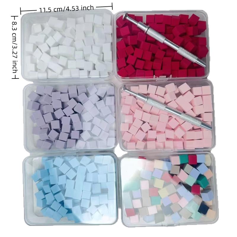 100Pcs/Box Gradient Sponge Brush With Tools For Nail Art Gel Polish Brush Glitter Powder Manicure Accessory