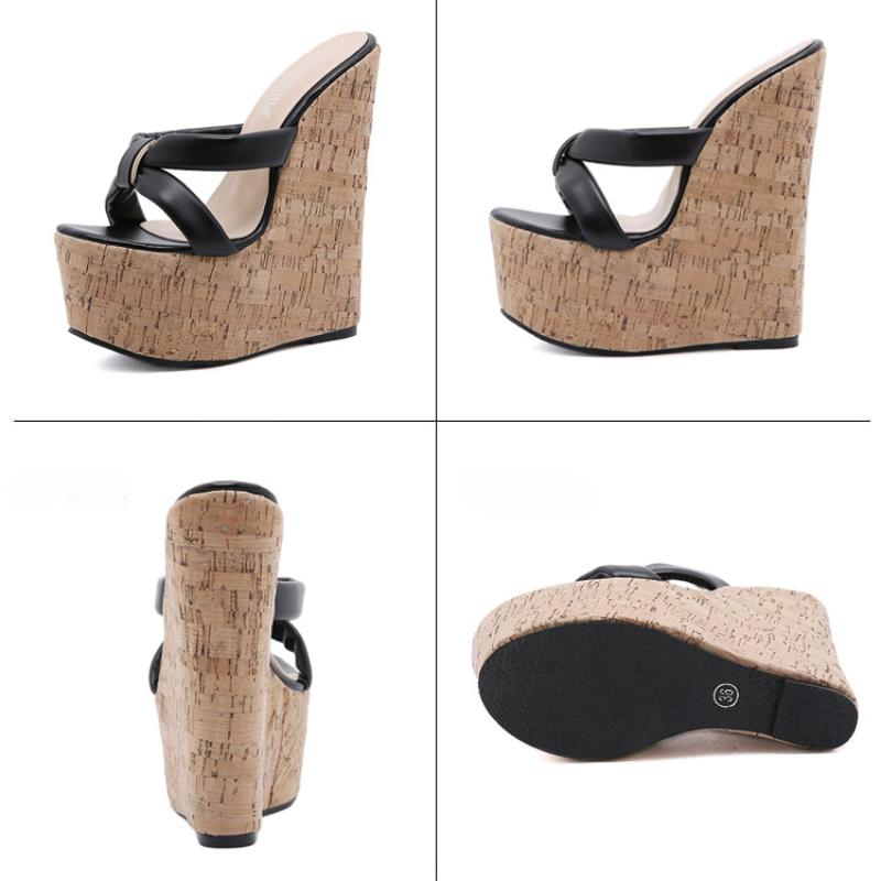 Summer Super High Heels Wedges Heel Women Slippers Fashion Open Toe Platform Sandals  Party Shoes