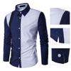 Men Shirt Color Block Splicing Streetwear Buttoned Korean Style Social Shirt for Office