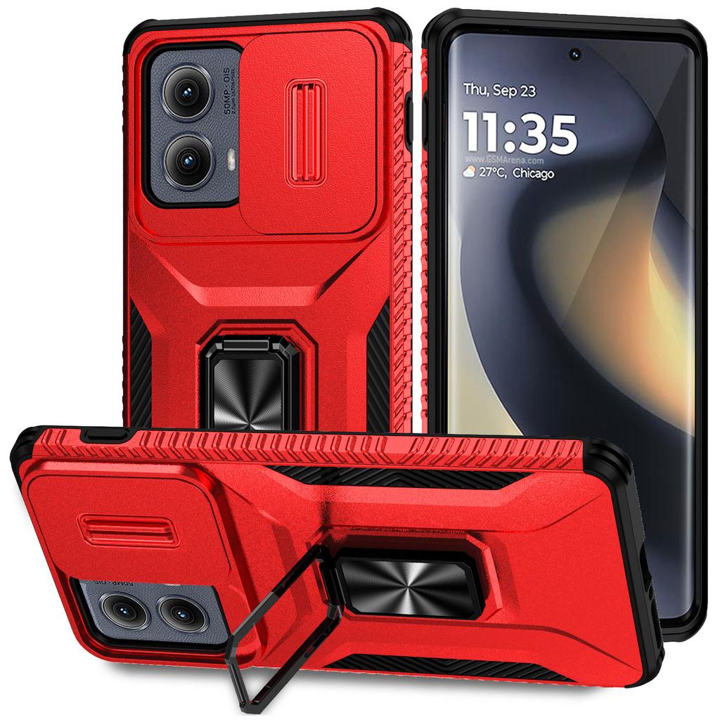 Für Motorola Edge (2024) 5G Hülle Camshield Ständer TPU+PC Rutschfeste Handyhülle