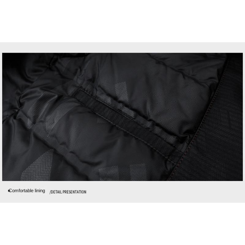 Neue Echtlederjacke mit Polokragen für Männer mittleren Alters, kurze, verdickte Schaffell-Daunenjacke, weiße Entendaunenflut