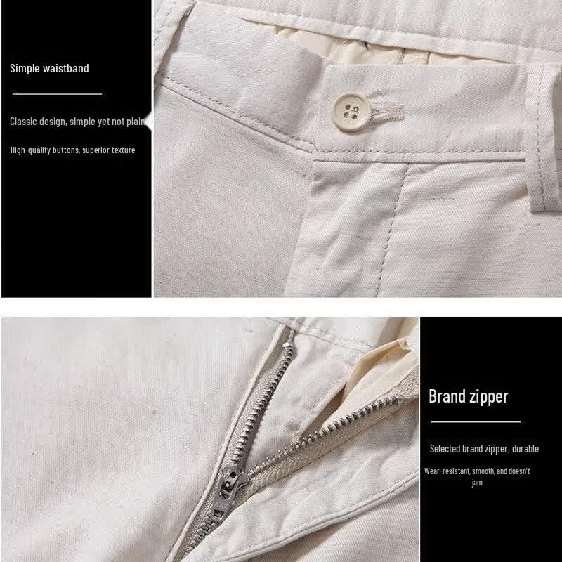 Men's Tencel Linen Blend Straight-Leg Casual Pants