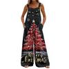 Women's Christmas Print Solid Wide Leg Strapless Tank Pocket Casual Onesie