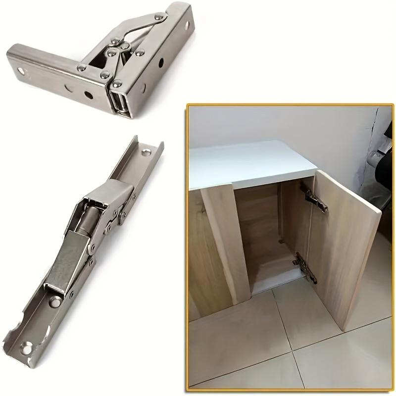 2/4pcs Modern Silvery 90-Degree Folding Hinges, No-Slot Flush Mount, 180-Degree Countertop Support, Hidden Design for Cabinets &