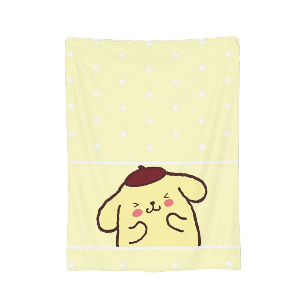 Cute Pom Pom Purin Pattern Blankets Flannel Summer Air Conditioning Breathable Soft Throw Blanket for Home Bedroom Bedspread