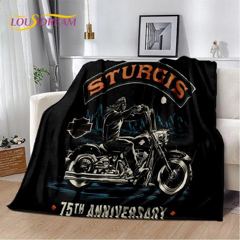 Pătură de pluș moale cu craniu de motocicletă retro, vintage, pătură de flanel, pătură pentru sufragerie, dormitor, pat, canapea, husă de picnic