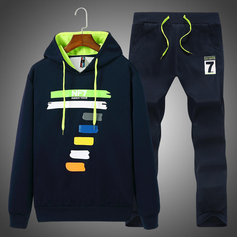 

Молодежный весенне-осенний спортивный костюм мужской с капюшоном 7 - Принт Длинный рукав свитер L