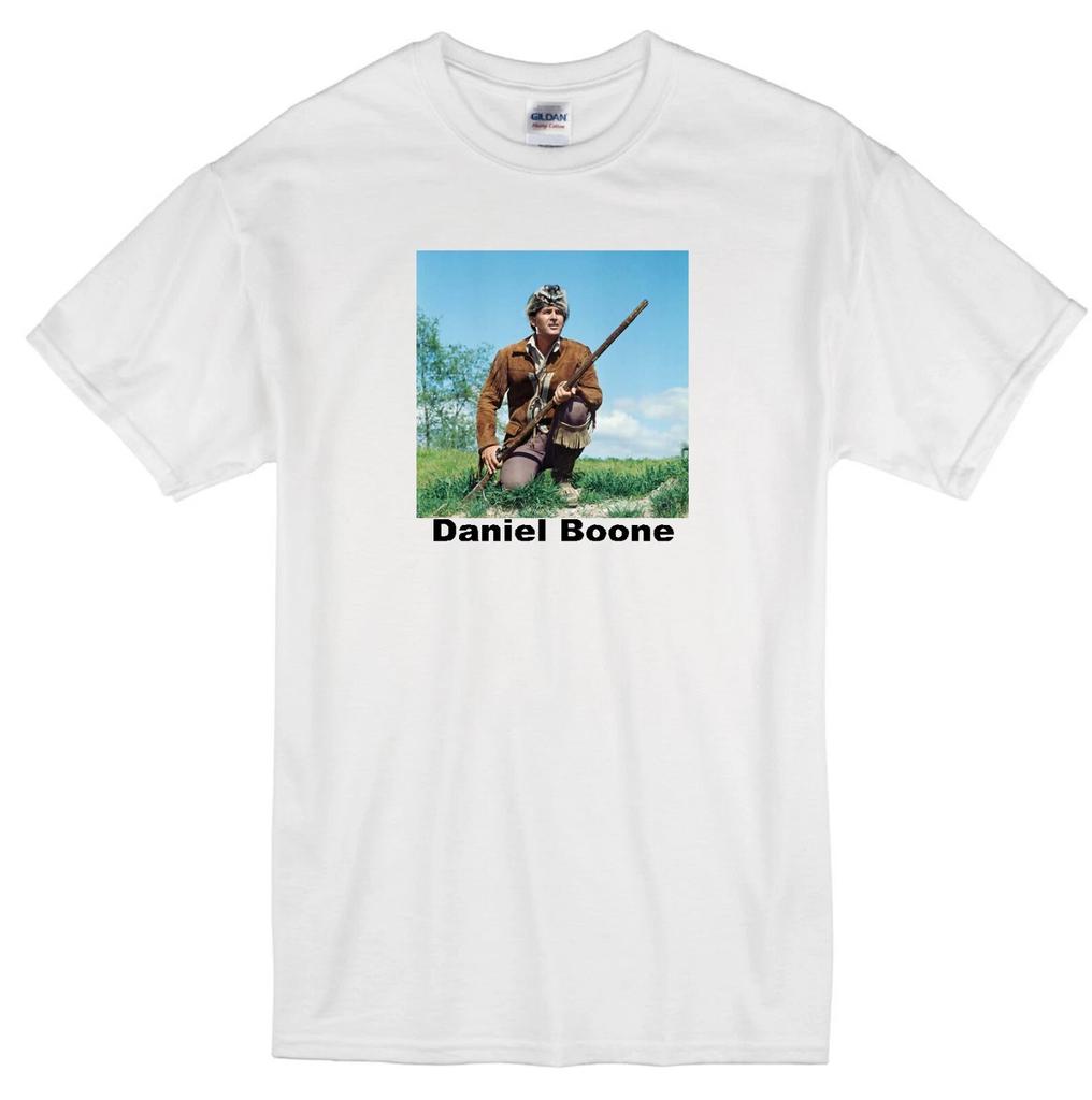 DANIEL BOONE FESS PARKER WESTERN FRONTIERSMAN RETRO PIONEER TV WHITE T-shirt