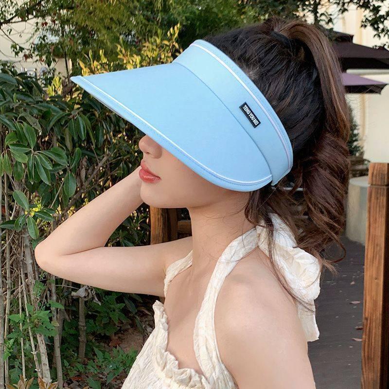 UPF50+ Women's Large Brim Sun Hat with Face Cover - 2025 Anti-UV Open Top Visor