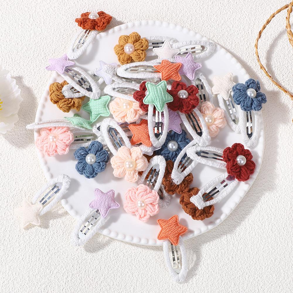 50pcs/set Random Color Cute Star Floral BB Clips For Baby Girls Sweet Snap Clips Hairpins Kids Hair Accessories