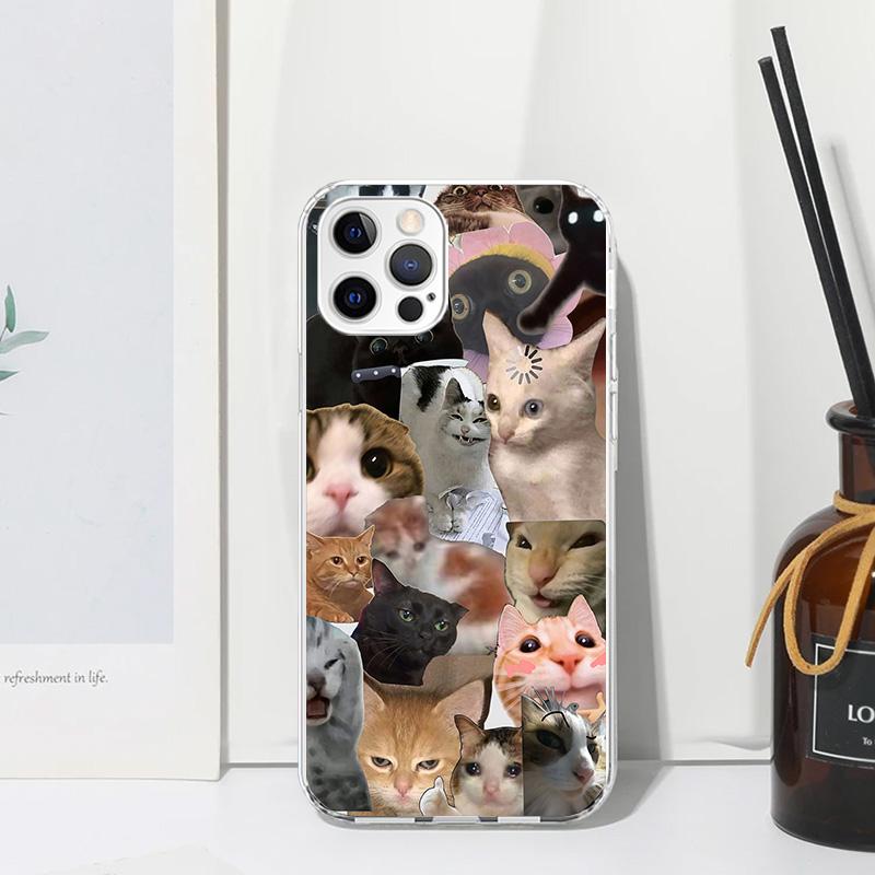 Crying Cat Memes Phone Case For Iphone 17 Air 16 15 Plus 16E 14 Pro Max 13 Mini 12 11 7 8 SE Fundas Soft Back Cover 17 Air 16 15