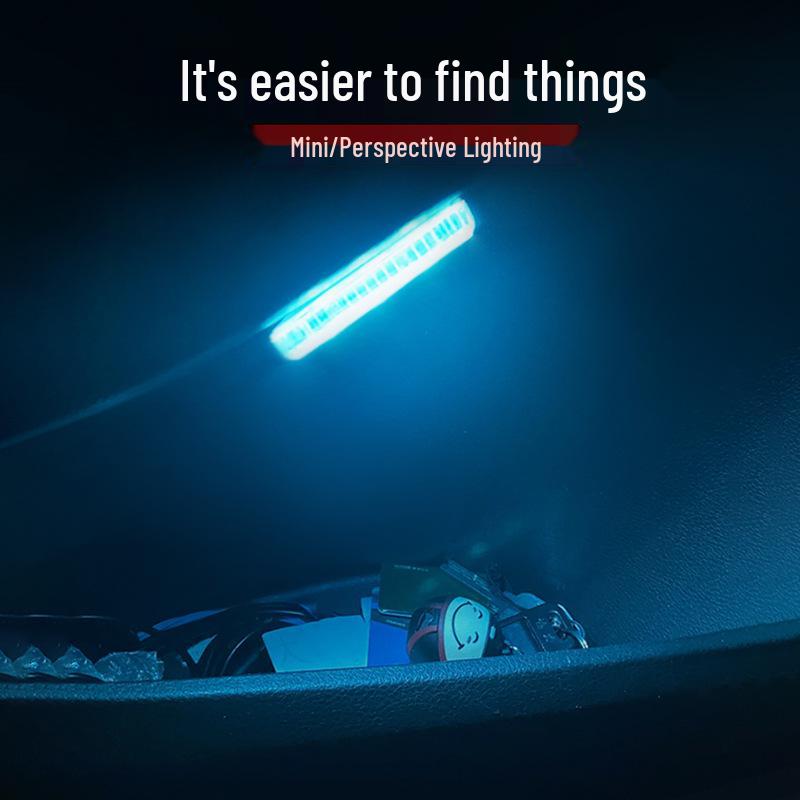 Wireless USB-Charged LED Car Light: Touch-Activated, No Wiring Required, Ideal for Glove Box and Ambient Lighting.