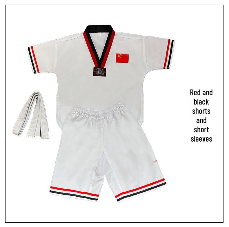 Adults' & Children's Taekwondo Training Suit - Long/Short Sleeve, Summer/Autumn, Striped Design with Custom Print Option
