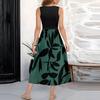 Women's Floral Print High Waist Fashionable And Elegant Sleeveless Dress
