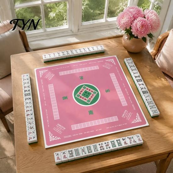 Wrinkle Resistant Game Mat Square Mahjong for Table, Anti-Slip Noise Reduction Table Protection Pad Cover, Waterproof Washable Diatomaceous
