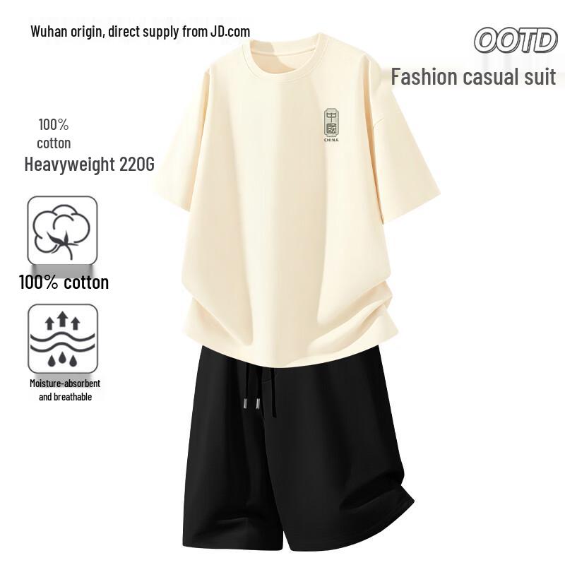 CHUJI Men s Summer Casual Cotton Short Set M