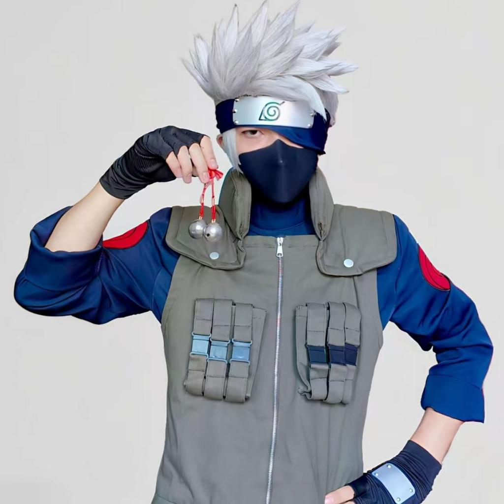 Anime Vierde Hokage Kakashi Hatake Cosplay Kostuum Voor Jonge Ninja, Inclusief Pruik.